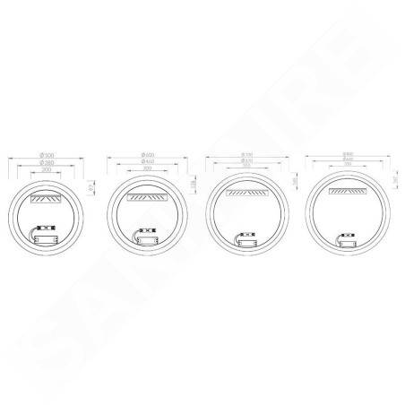 Ravak Orbit - Miroir avec rétro-éclairage LED, diamètre 500 mm X000001573