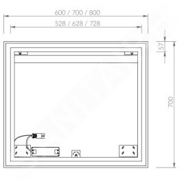 Ravak Oblong - Miroir avec rétro-éclairage LED, 700x700 mm X000001563