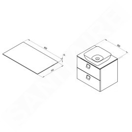 Ravak Comfort - Plaque d'évier 800x460x16 mm, blanc brillant X000001380
