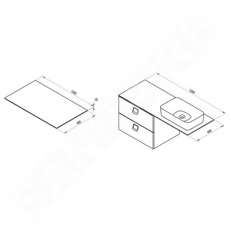 Ravak Comfort - Plaque d'évier 1200x460x16 mm, blanc brillant X000001381