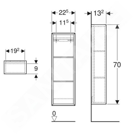 Geberit iCon - Armoire latérale 23x70x13 cm, ouverte, lave 502.320.JK.1