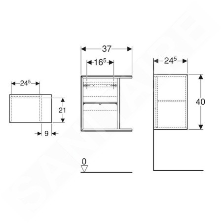 Geberit iCon - Armoire latérale 37x40x25 cm, ouverte, blanc brillant 502.324.01.1