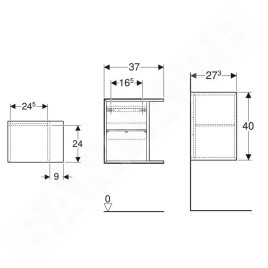 Geberit iCon - Armoire latérale 37x40x27 cm, ouverte, blanc brillant 502.325.01.1