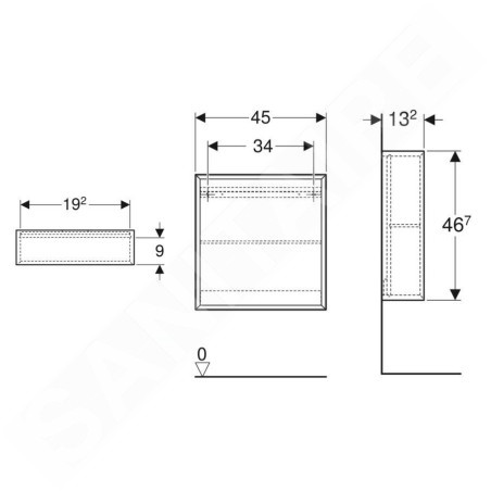 Geberit iCon - Armoire 45x47x13 cm, ouverte, lave 502.323.JK.1