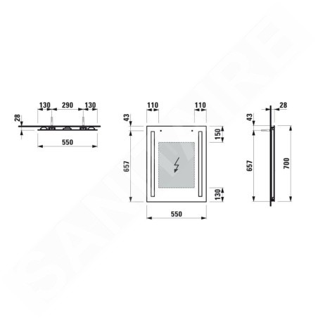 Laufen Lani - Miroir avec éclairage LED, 55x70 cm H4038511121441