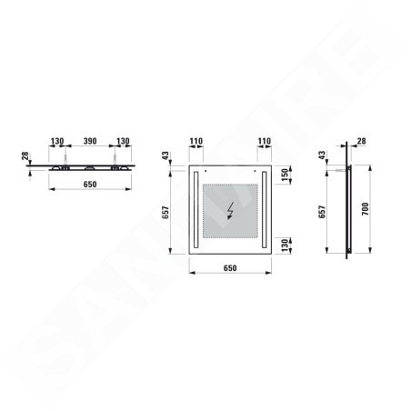 Laufen Lani - Miroir avec éclairage LED, 65x70 cm H4038531121441