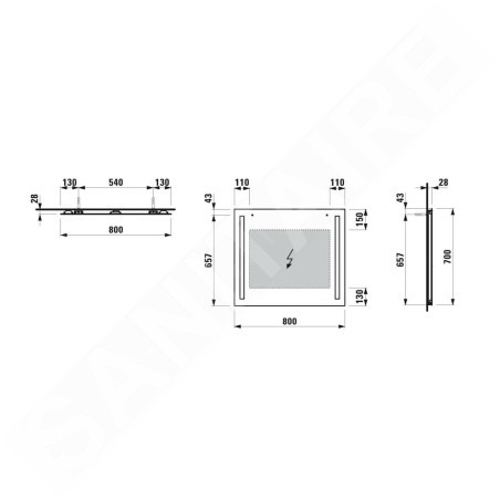 Laufen Lani - Miroir avec éclairage LED, 80x70 cm H4038541121441