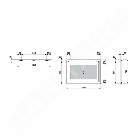 Laufen Lani - Miroir avec éclairage LED, 100x70 cm H4038551121441
