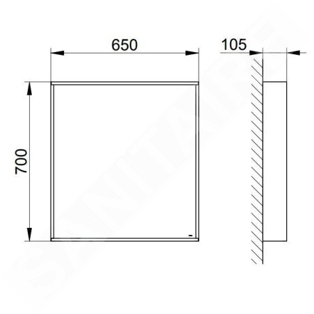 Keuco Plan - Miroir en cadre, 70x65 cm, aluminium 07895172000