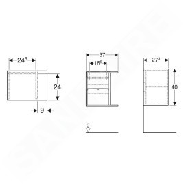 Geberit iCon - Armoire latérale 37x40x27 cm, ouverte, chêne 502.325.JH.1