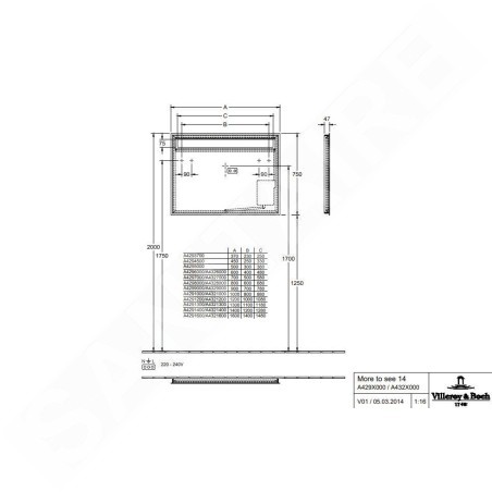 Villeroy & Boch More To See 14 - Miroir avec éclairage LED, 50x75 cm A4295000