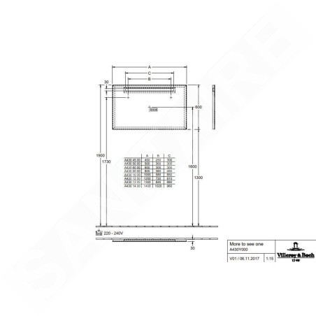 Villeroy & Boch More To See One - Miroir avec éclairage LED, 100x60 cm A430A400