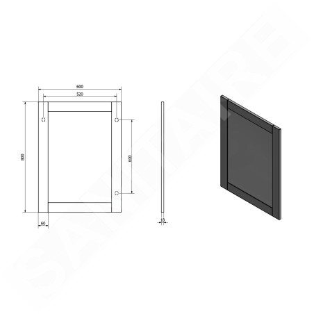 Aqualine Favolo - Miroir 600x800 mm, blanc mat FV060