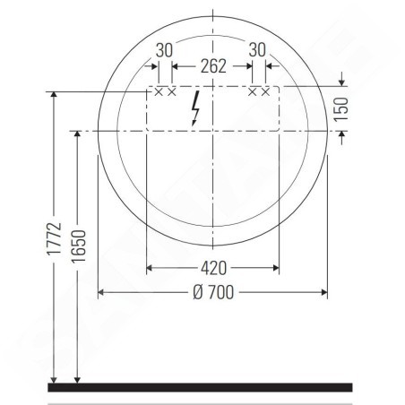 Duravit Happy D.2 Plus - Miroir, diamètre 700 mm, avec éclairage et chauffage LED HP7485G00000000