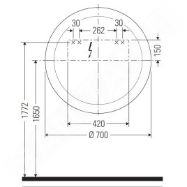 Duravit Happy D.2 Plus - Miroir, diamètre 700 mm, avec éclairage et chauffage LED HP7485S00000000