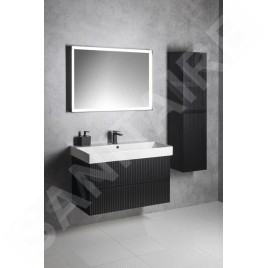 Sapho Sort LED - Mirroir avec éclairage LED, 1000x700 mm, noir mat ST100