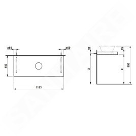 Laufen Lani - Comptoir pour lavabo, 118 cm, découpe au centre, gris H4046711122661