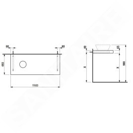 Laufen Lani - Comptoir pour lavabo, 118 cm, découpe à gauche, blanc mat H4046721122601
