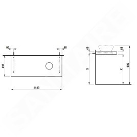 Laufen Lani - Comptoir pour lavabo, 118 cm, découpe à droite, chêne H4046731122671