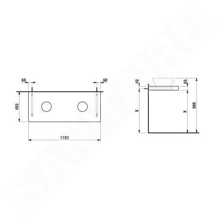 Laufen Lani - Comptoir pour lavabo, 118 cm, découpe G/D, blanc mat H4046741122601
