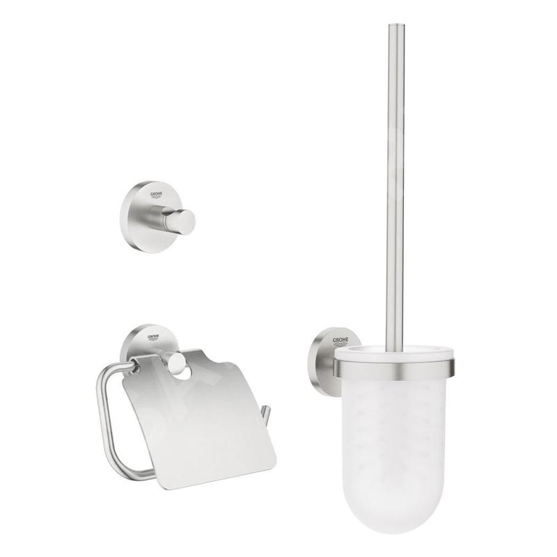 Grohe Essentials - Ensemble d'accessoires pour toilette, 3 en 1, supersteel 40407DC1