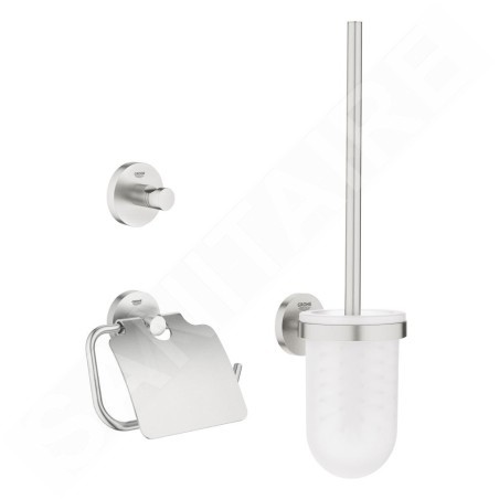 Grohe Essentials - Ensemble d'accessoires pour toilette, 3 en 1, supersteel 40407DC1