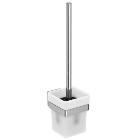 Ideal Standard IOM Square - Brosse WC avec support, verre mat / chrome E2194AA