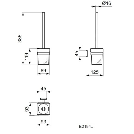 Ideal Standard IOM Square - Brosse WC avec support, verre mat / chrome E2194AA