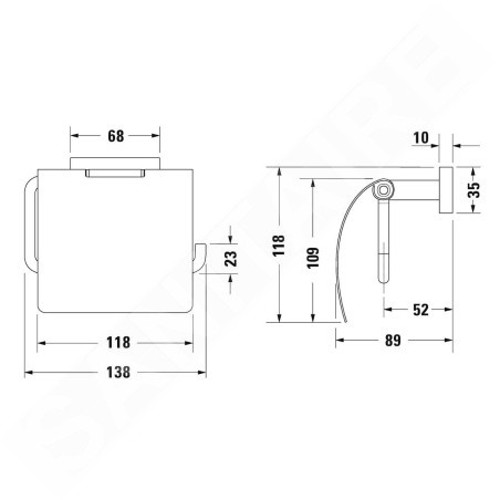 Duravit Karree - Porte-rouleaux avec couvercle, chrome 0099551000
