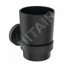 Ideal Standard IOM - Porte-brosse à dents et porte-dentifrice, verre satiné noir/noir soyeux A7928XG