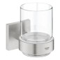 Grohe QuickFix Start Cube - Verre pour brosses à dents et dentifrice avec support, verre/supersteel 41097DC0 Grohe QuickFix Start Cube - Verre pour brosses à dents et dentifrice avec support, verre/supersteel 41097DC0
