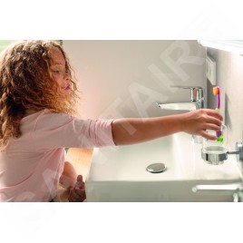 Grohe QuickFix Start Cube - Verre pour brosses à dents et dentifrice avec support, verre/supersteel 41097DC0
