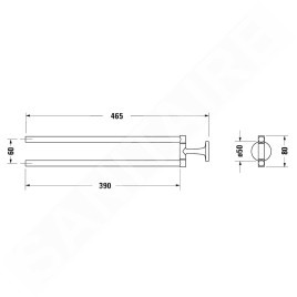 Duravit Starck T - Porte-serviettes double, rotatif, longueur 465 mm, noir mat 0099414600