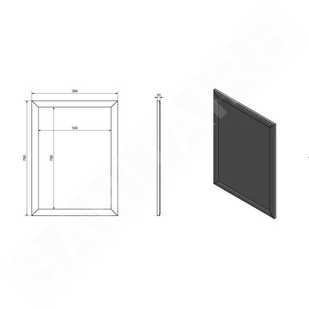 Sapho Miroirs - Miroir Esta dans un cadre 580x780 mm, argenté NL395