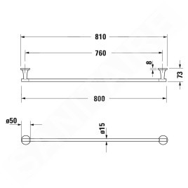 Duravit Starck T - Porte-serviettes, longueur 800 mm, noir mat 0099434600