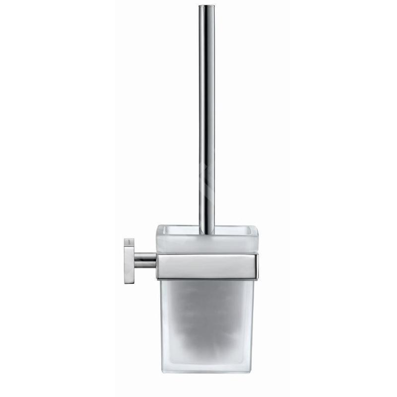 Duravit Karree - Brosse de toilette avec support, chrome/verre dépoli 0099571000