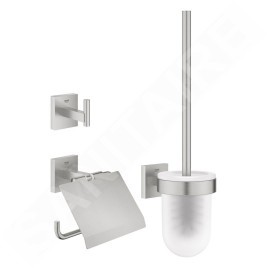 Grohe QuickFix Start Cube - Ensemble d'accessoires pour toilette, 3 en 1, supersteel 41123DC0