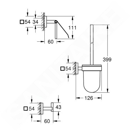 Grohe QuickFix Start Cube - Ensemble d'accessoires pour toilette, 3 en 1, supersteel 41123DC0