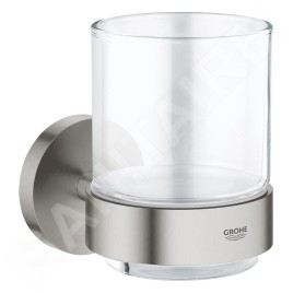 Grohe QuickFix Start - Verre pour brosses à dents et dentifrice avec support, verre/supersteel 41194DC0
