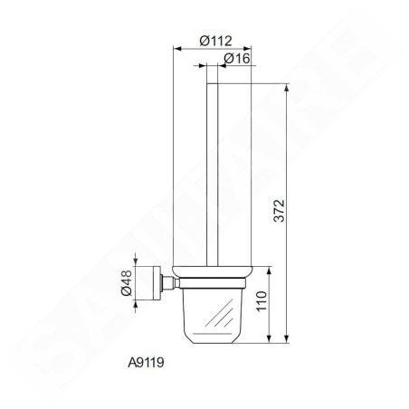 Ideal Standard IOM - Brosse WC avec support, noir / verre satiné A9119XG
