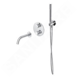 Cersanit Zen - Mitigeur de baignoire thermostatique encastré, installation à 3 trous, avec corps d´encastrement, avec
