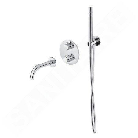 Cersanit Zen - Mitigeur de baignoire thermostatique encastré, installation à 3 trous, avec corps d´encastrement, avec