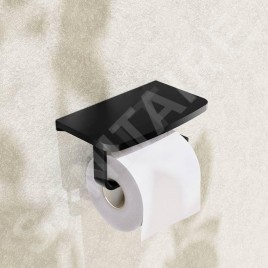 Steinberg 450 - Porte-papier toilette avec étagère, noir mat 450 2820 S