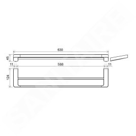 Ravak 10° - Porte-serviettes double, 630 mm, noir X07P562