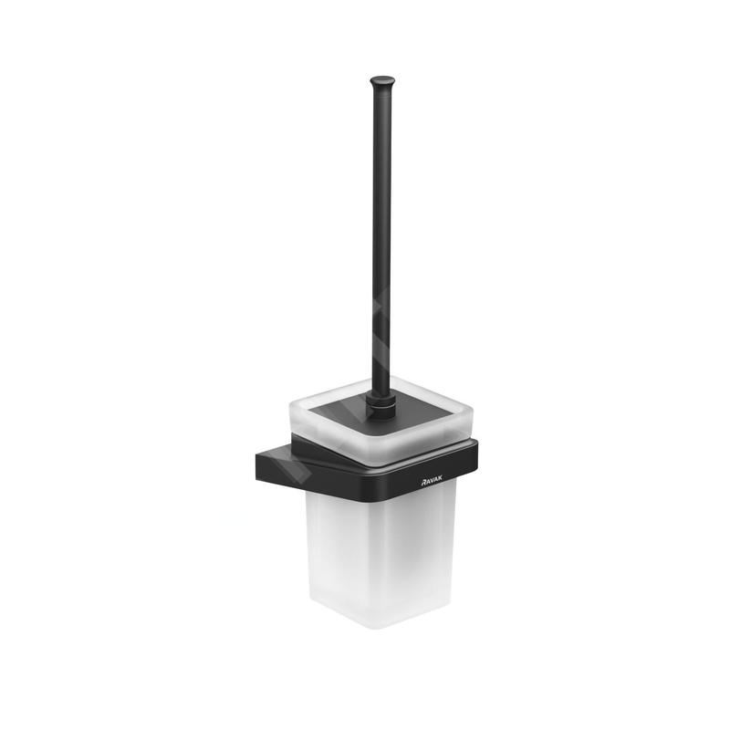 Ravak 10° - Brosse WC avec support, noir / verre X07P566 Ravak 10° - Brosse WC avec support, noir / verre X07P566