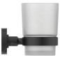 Ideal Standard IOM - Porte-verre pour brosses à dents et dentrifrice avec support, noir / verre satiné A9120XG