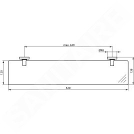 Ideal Standard IOM - Tablette en verre 520 x 138 x 48 mm, verre satiné, chrome A9124AA