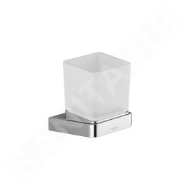 Ravak 10° - Porte-verre pour brosse à dents et dentrifrice avec support, chrome / verre X07P321