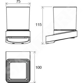 Ravak 10° - Porte-verre pour brosse à dents et dentrifrice avec support, chrome / verre X07P321
