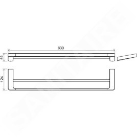 Ravak 10° - Porte-serviettes double, 630 mm, chrome X07P326